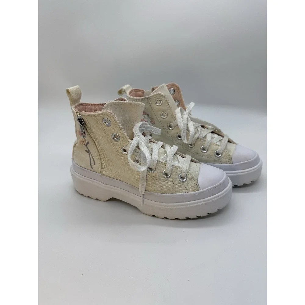 Chuck Taylor All Star Lugged Lift Platform Flowers Easy On Youth Sneakers Size 3